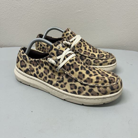 Ariat Hilo Shoes Women‎ 11 B Cheetah Print Canvas Slip On Southwestern Loafers - Picture 1 of 5